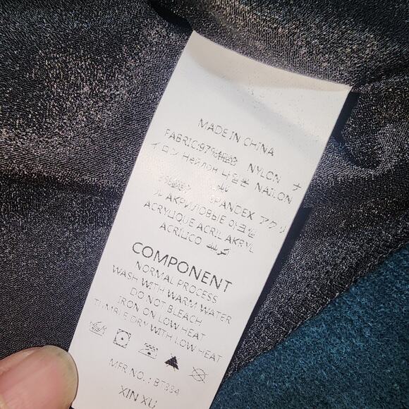 SIMPLEE sz S Boho Floral Embroidered Corduroy Skirt Size Small Teal high waist - Picture 5 of 6